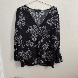 Fred David Black and White Floral Blouse